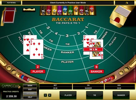 Baccarat — jeu de table sur Winmasters Casino